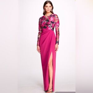 MARCHESA NOTTE
Long Sleeve Embroidery On Tulle Column Gown